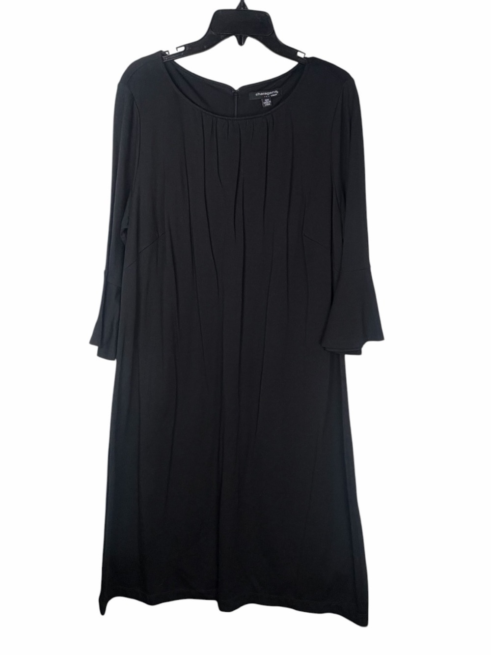 Sharagano NWT Women’s Black Midi Pleated 3/4 Sleeve Shift Dress In Size 16W